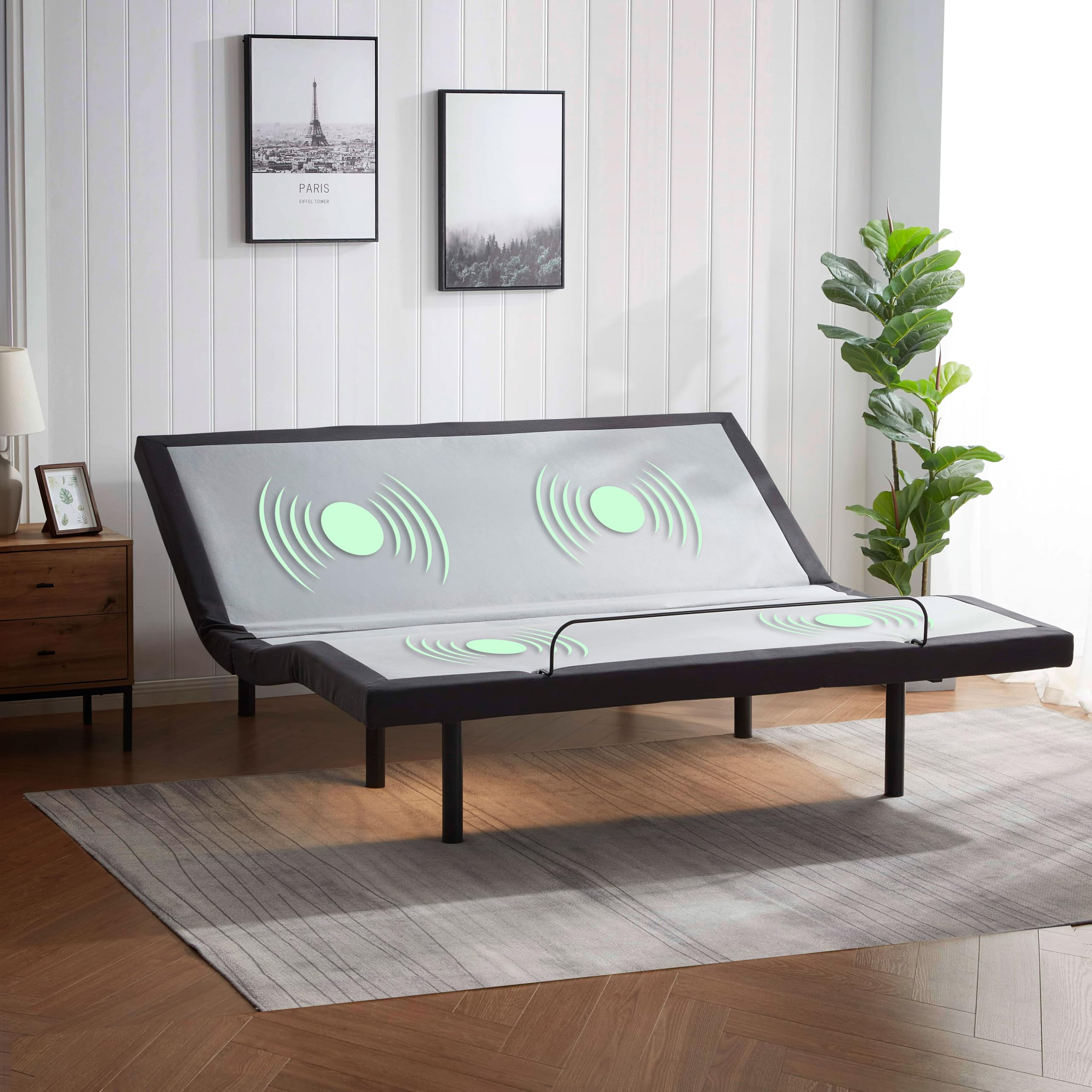 Nestl Adjustable Bed Frame - 2nd Generation - Adjustable Massage Queen Size Bed Frame with Wireless Remote, Head & Foot Massage,