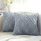 Decoruhome Decorative Throw Pillow Covers 22X22, Soft Plush Faux Wool Couch Pillow Covers For Home, Set Of 2, Blue Grey