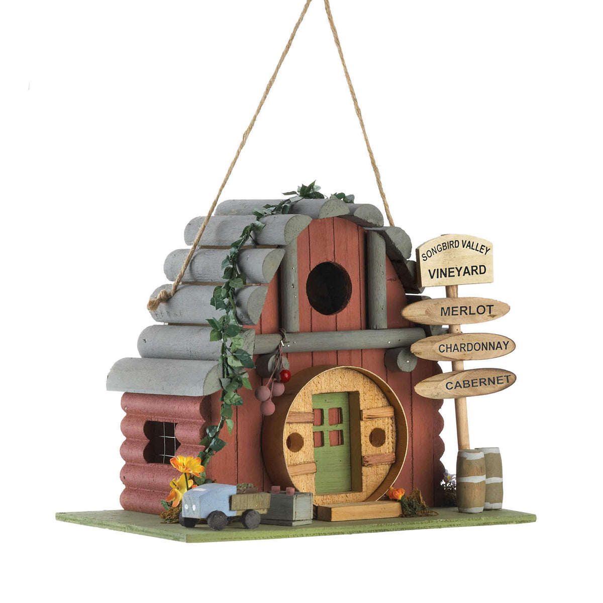 Songbird Valley Vineyard Vintage Winery Birdhouse 10.75x6.75x8.5