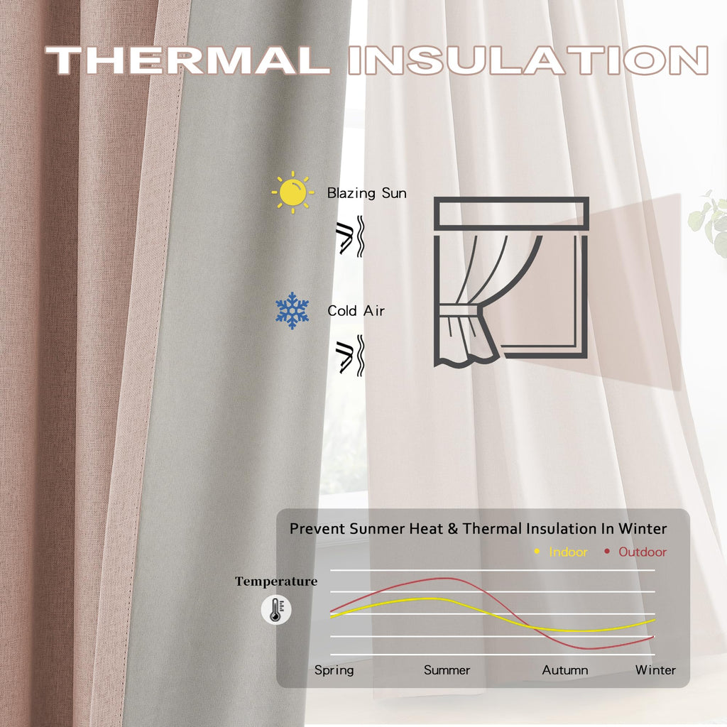 Dualife 102 Inch Pinch Pleated Blackout Curtains Pink -Thermal Insulated Pleat Drapes For Nursery Bedroom Girl Room With Hooks(B