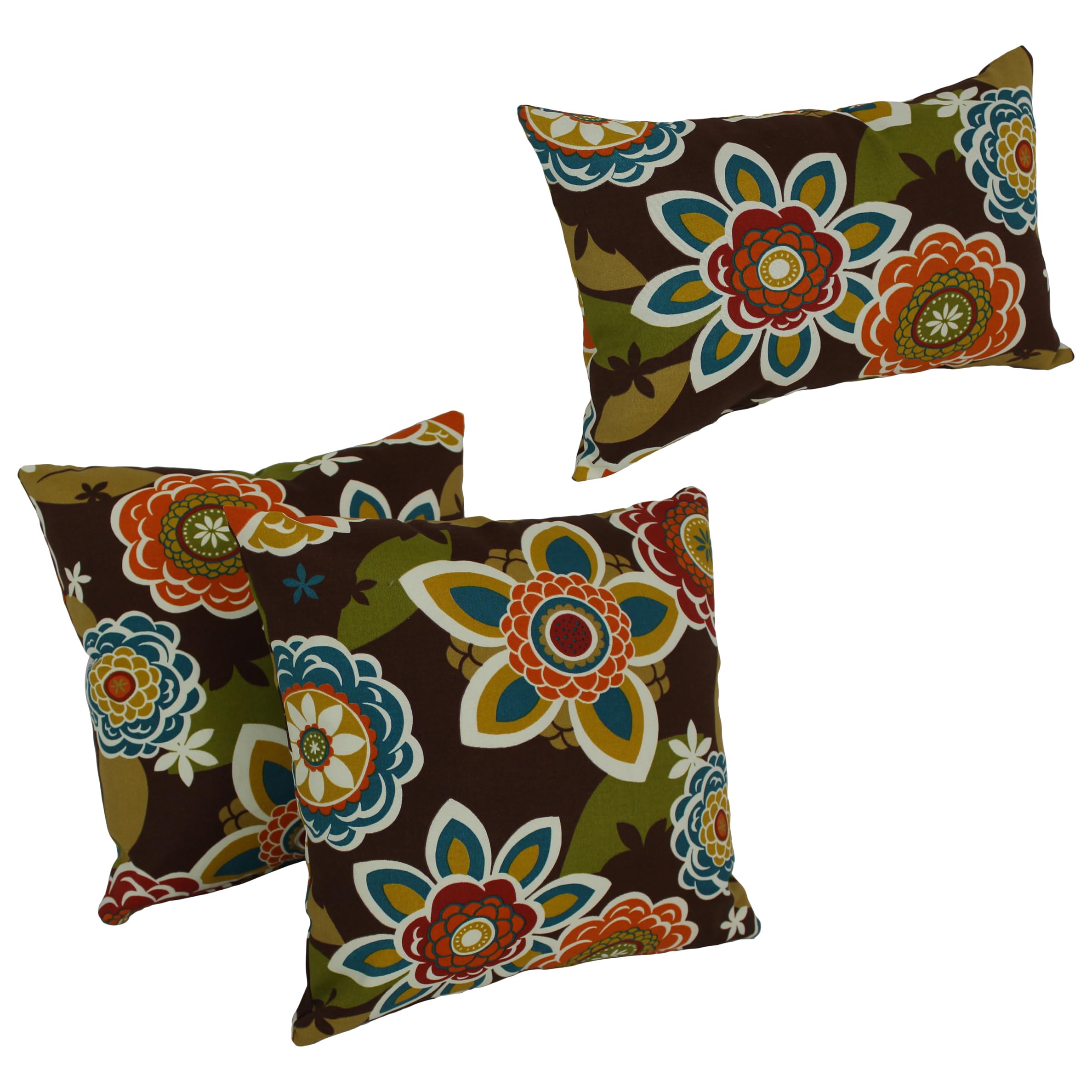 Blazing Needles Outdoor Set Throw Pillow, 21 x 69, Annie Chocolate 3 Count