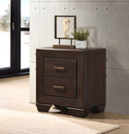 Coaster Home Furnishings Kauffman Transitional Engineered Wood 2-Drawer Bedroom Nightstand Bedside Table Organizer Unit Dark Cocoa 204392