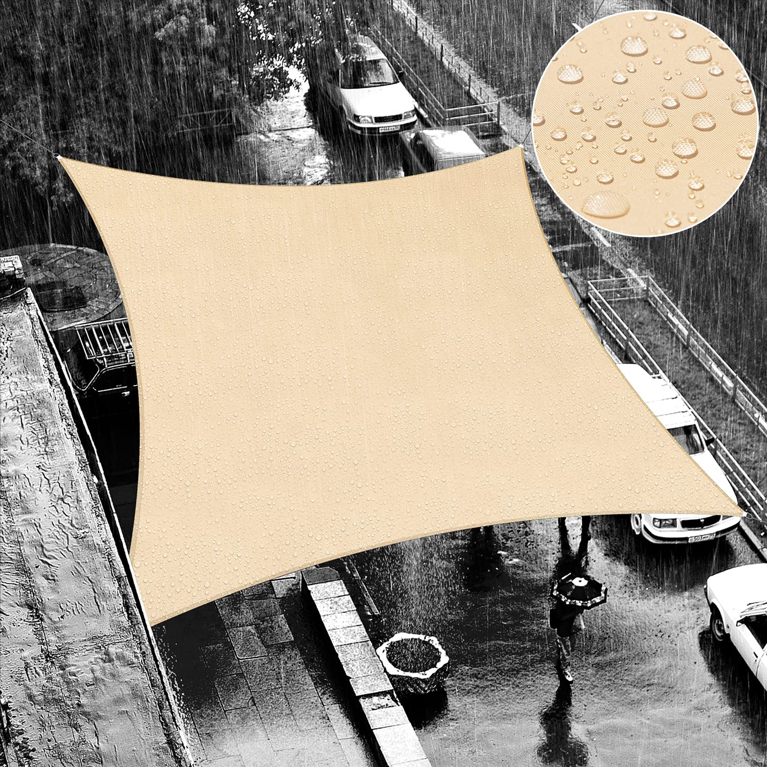 Shademart 8 ' X 18 ' Beige Waterproof Shade Sail Sun Shade Sail Rectangle Custom Size Water Resistant Canopy Awning Shelter, 95%