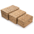 XIMISISE 3 Pack Wicker Storage Basket with Lid, Water Hyacinth Basket