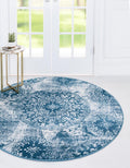 Unique Loom Sofia Collection Area Rug - Grand (7 1 Round, Blue/ Ivory)