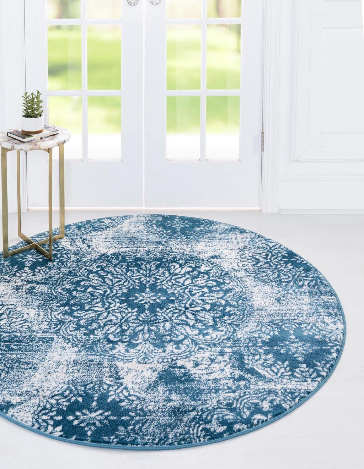 Unique Loom Sofia Collection Area Rug - Grand (7 1 Round, Blue/ Ivory)