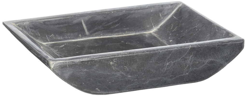 Creative Home Charcoal Marble Stone Boat Shaped Candle Holder, Medium, 6-1/4'' x 4-3/4''