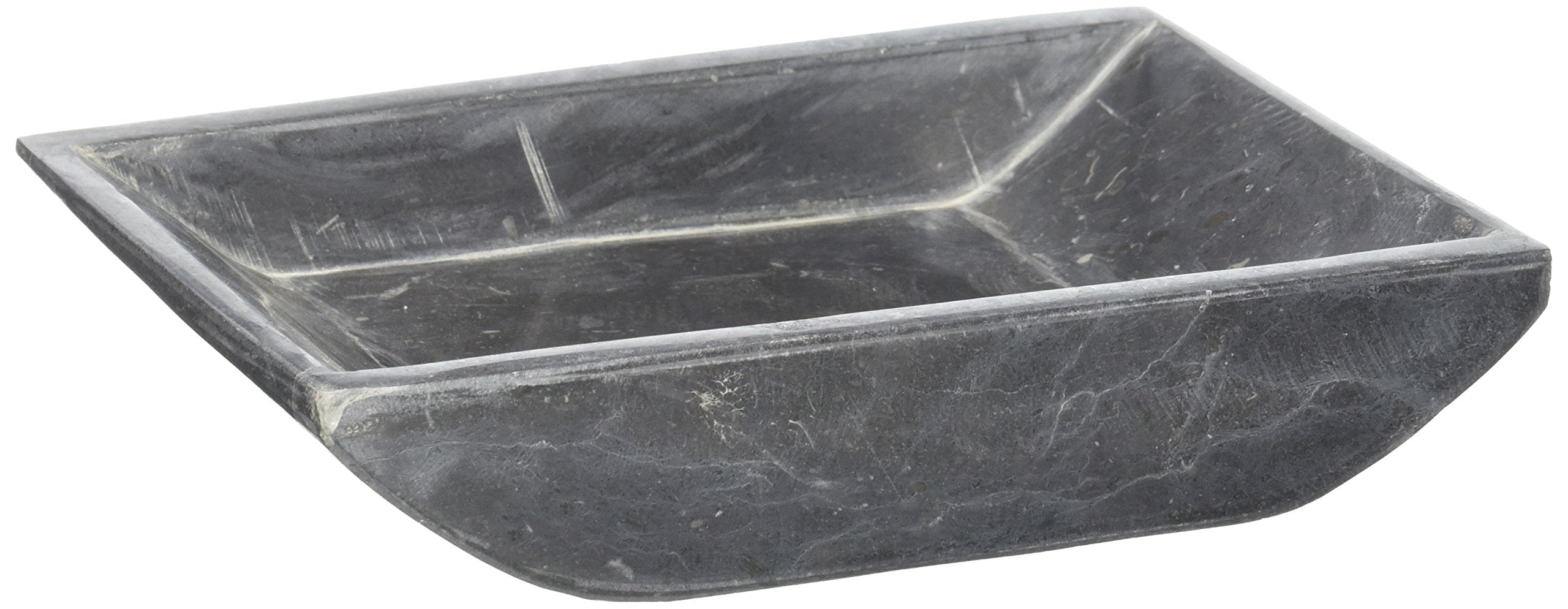 Creative Home Charcoal Marble Stone Boat Shaped Candle Holder, Medium, 6-1/4'' x 4-3/4''