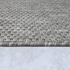 Solid Outdoor Rug For Patio Or Balcony Weatherproof In Mottled Grey, Size: 6'7' Round