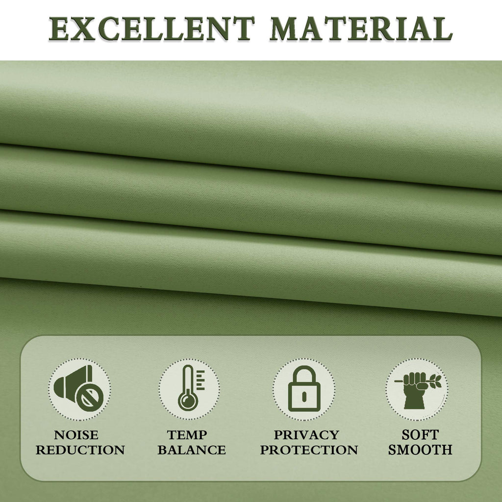 Donren 2 Panels Room Darkening Half Curtains For Small Windows - Cabinet Curtain Tiers For Kitchen With Rod Pocket (Sage Green,52 X 36 Inch Length)