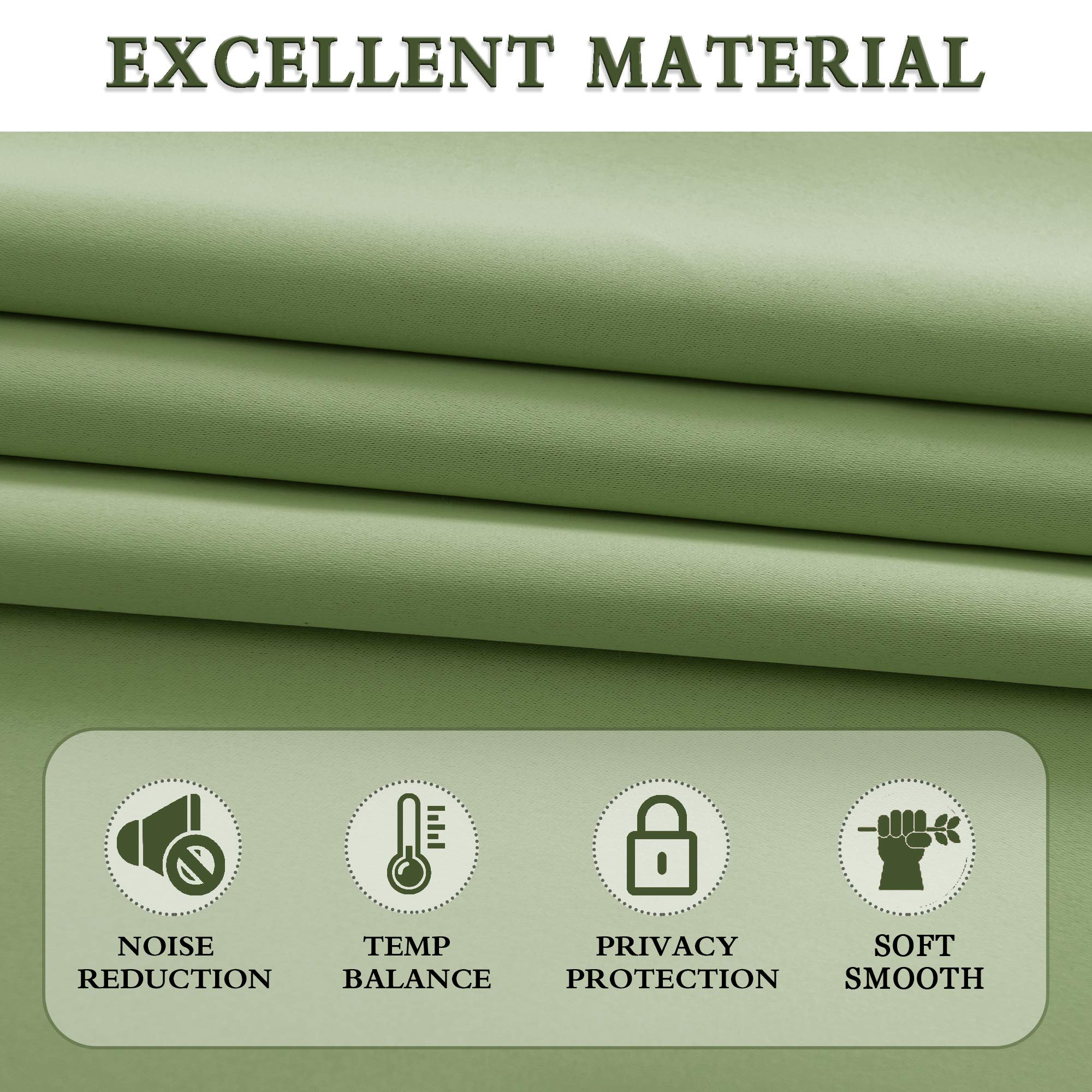 Donren 2 Panels Room Darkening Half Curtains For Small Windows - Cabinet Curtain Tiers For Kitchen With Rod Pocket (Sage Green,52 X 36 Inch Length)