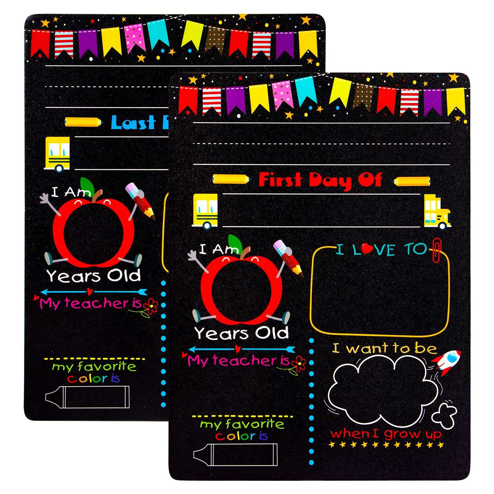 Sicohome First Day Of School Chalkboard Sign 12' First Day And Last Day Of School Chalkboard Sign,Double Sided Back To School P