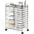 Simple Houseware Utility Cart with 15 Drawers Rolling Storage Art Craft Organizer, Chrome