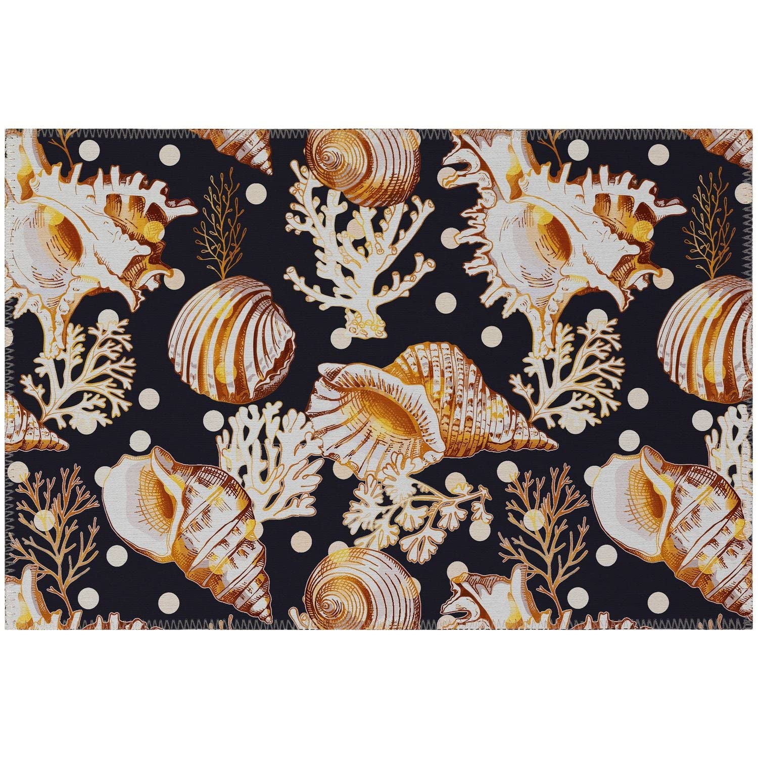 Seabreeze Sz6 Black Coastal Rug Rectangle 5' X 7 ' 6"