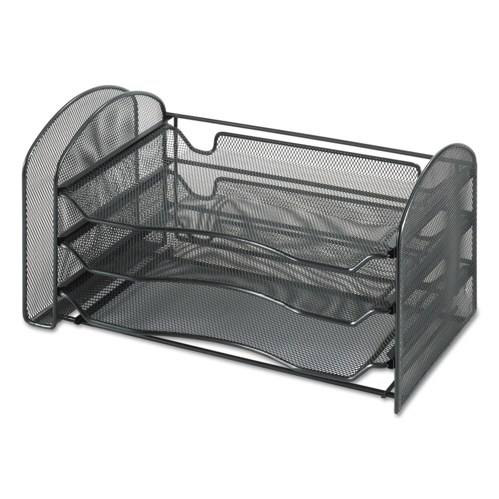 Safco Products 3265Bl Onyx Mesh Desktop Organizer With 1 Vertical/3 Horizontal Sections, Black