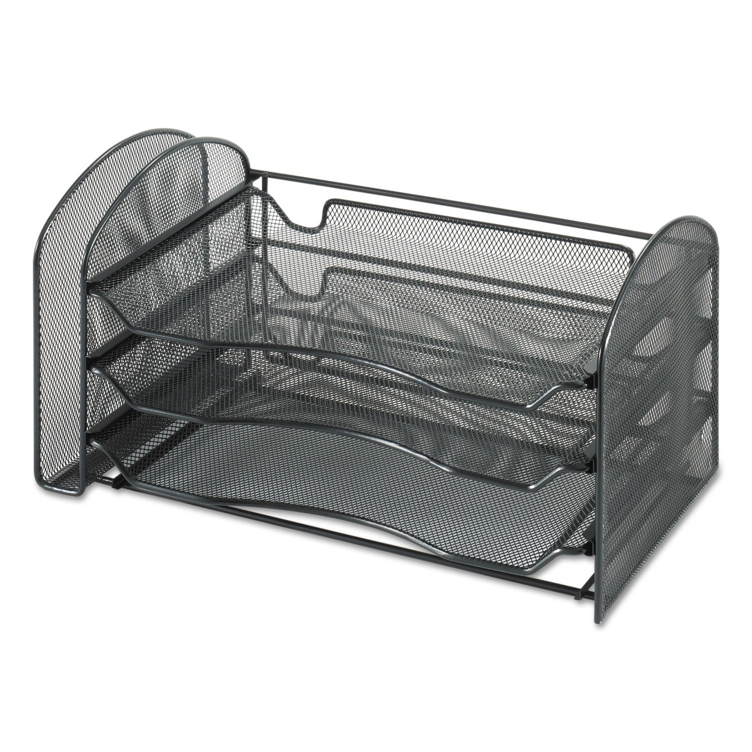 Safco Products 3265Bl Onyx Mesh Desktop Organizer With 1 Vertical/3 Horizontal Sections, Black