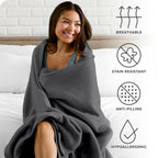 Bare Home Polar Fleece Blanket - Throw Blanket - Warm & Cozy - Premium Fleece Blanket - Blanket For Bed, Sofa, Camping, Travel A