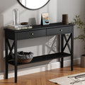 ChooChoo 47'' Console Table with Drawers, Narrow Wood Accent Sofa Table Entryway Table with Storage Shelf for Entryway, Front Ha