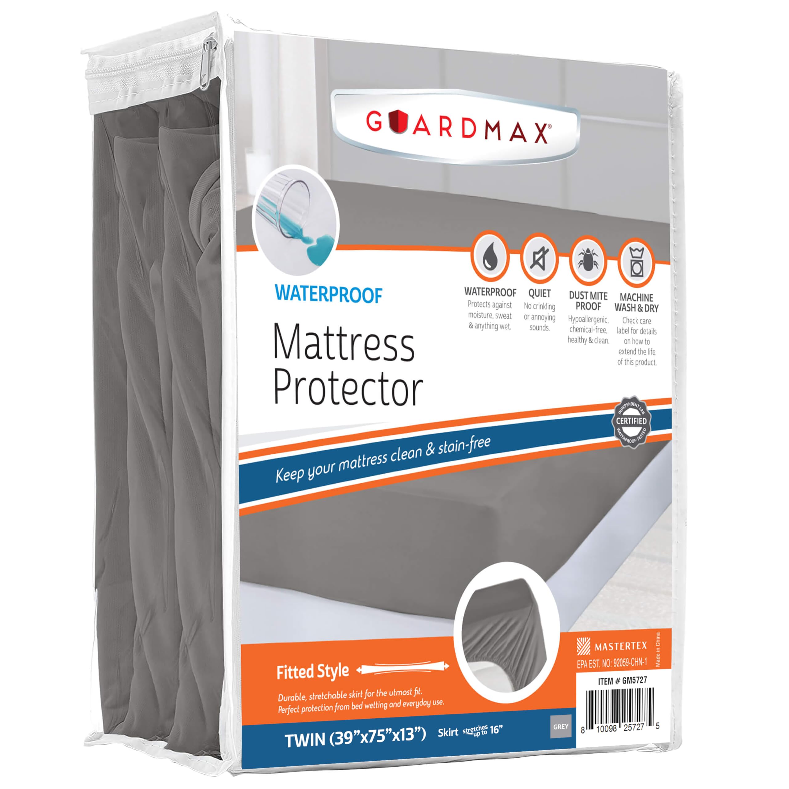 Guardmax Twin Size Waterproof Mattress Protector - Ultra Soft And Hypoallergenic Mattress Protector - Protects Mattress From Dir