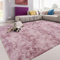 Softlife Area Rug for Living Room, 5x8 Feet Plush Fluffy Rug for Bedroom, Tie-Dyed Pink Purple Shag Rug for Aesthetic Christmas 