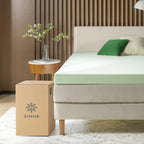 Zinus 4 Inch Green Tea Memory Foam Mattress Topper, Pressure-Relieving, Full, Green