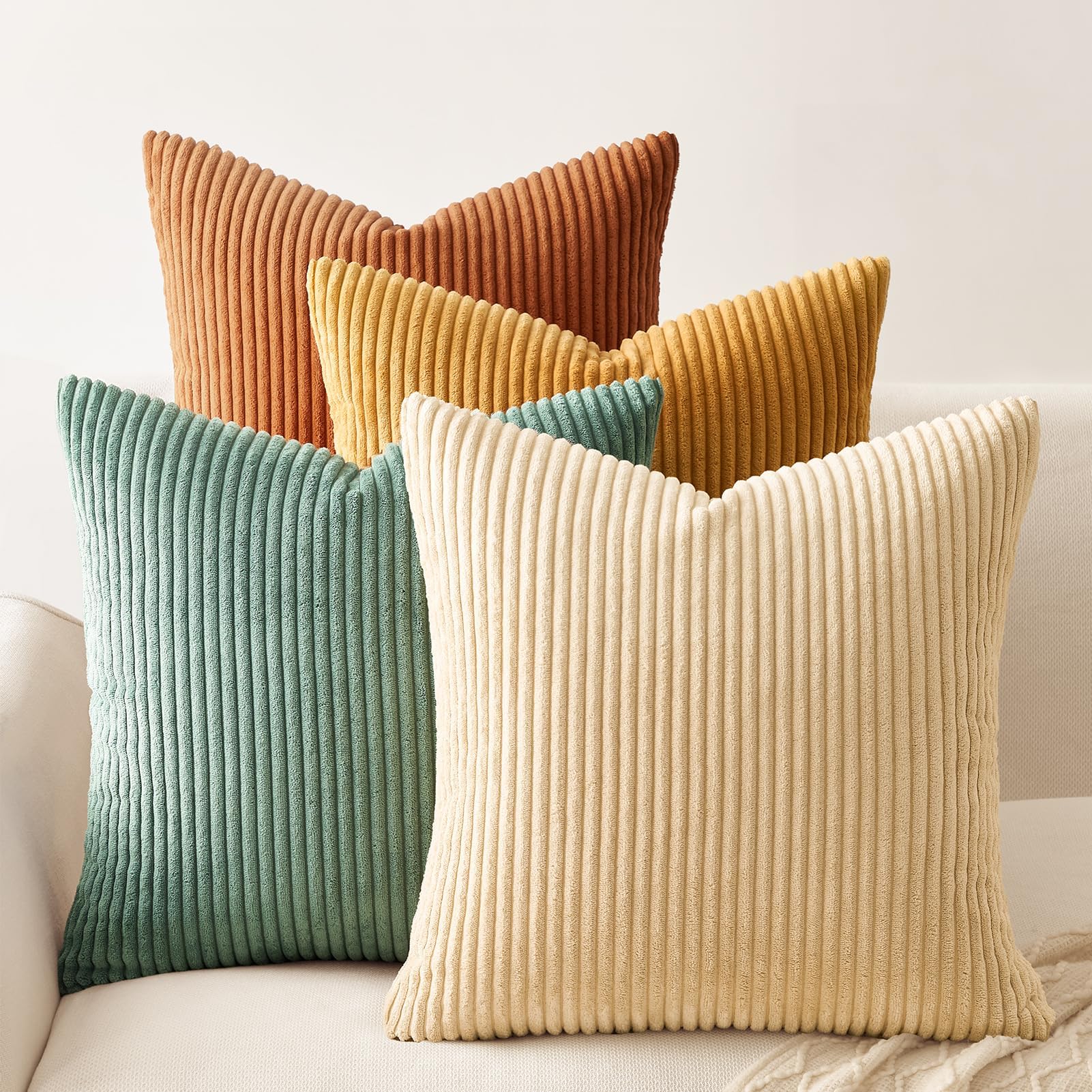 Topfinel 20X20 Inch 4 Pack Decorative Throw Pillow Covers,Soft Velvet Modern Double-Sided Designs, Mix And Match For Home Fall D
