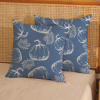 Fall Pillow Covers 18X18 Navy Blue Cream Pumpkin Decor Throw Pillows Case For Couch Maple Leaves Autumn Harvest Thanksgiving Far