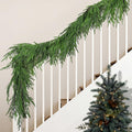 Watayo 6 Ft Christmas Norfolk Pine Garland- Dense Real Touch Pine Garland Ornament- Realistic Artificial Pine Greenery Garlands 