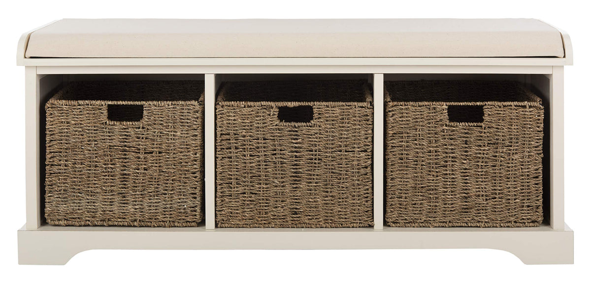 SAFAVIEH American Homes Collection Lonan Grey and White Wicker Storage Bench