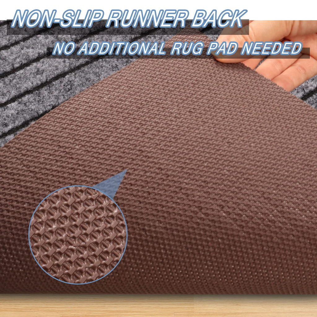 Freadem Runner Rugs 4' X 26' Indoor Outdoor Carpet Runner, Area Rugs With Anti-Slip Rubber Backing For Aisle Hallway Balcony Gar