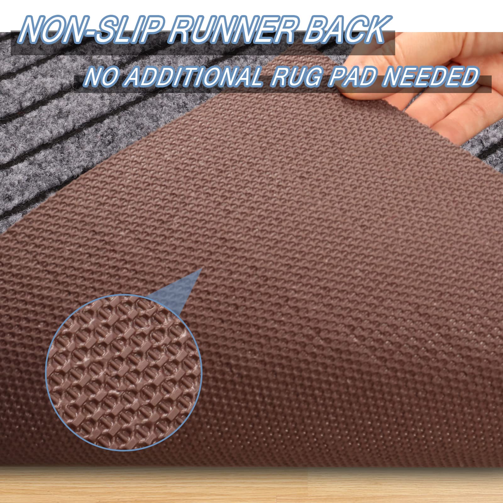 Freadem Runner Rugs 4' X 26' Indoor Outdoor Carpet Runner, Area Rugs With Anti-Slip Rubber Backing For Aisle Hallway Balcony Gar