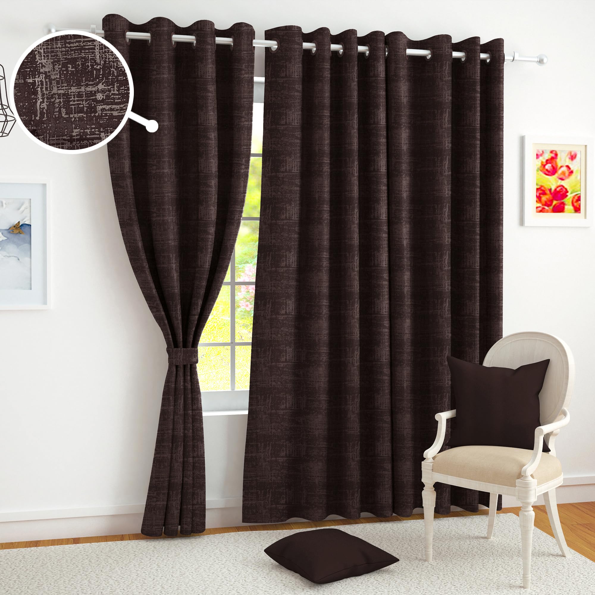 Story@Home Blackout Window Curtains 5 Feet Long Set Of 1 | Abstract Printed | 97% Room Darkening Curtain | Thermal Insulated Cur