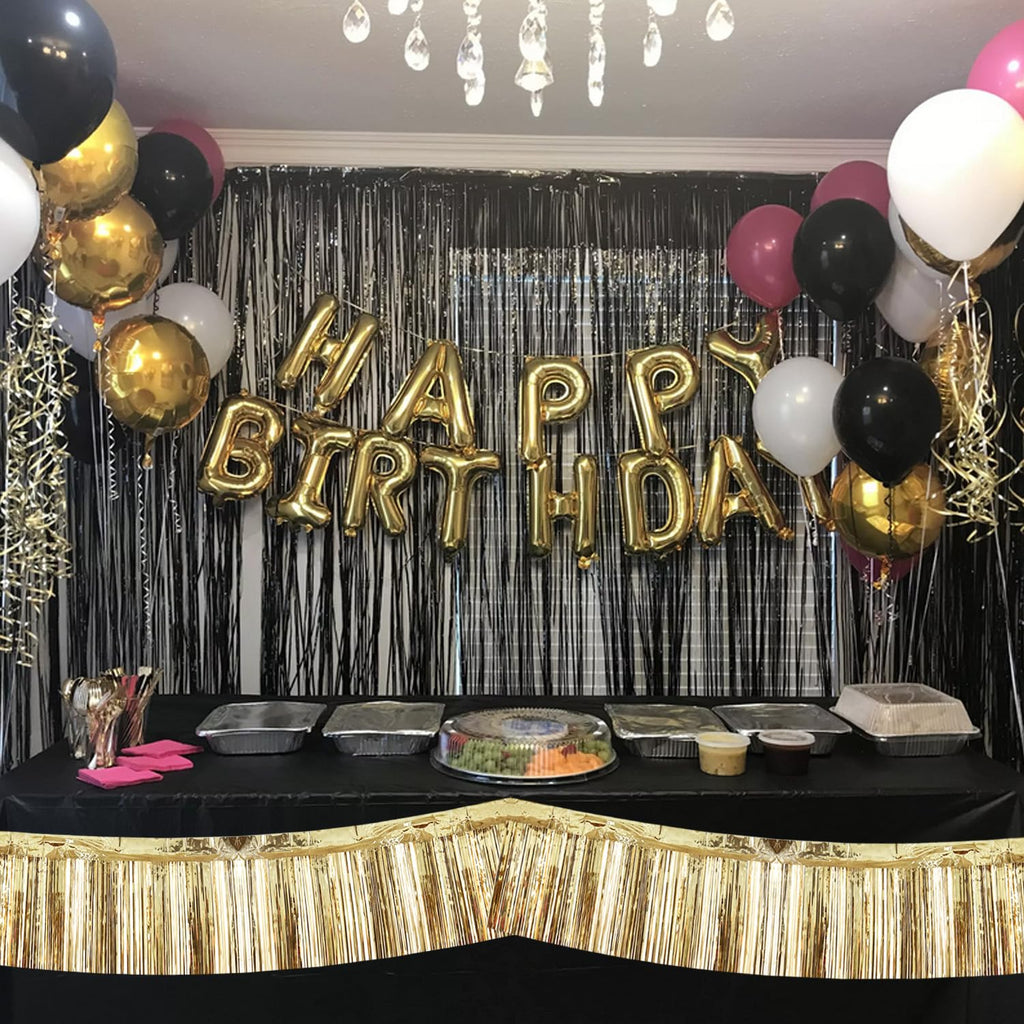 Beishida 3 Packs Metallic Foil Fringe Garland Champagne Wall Hanging Tinsel Fringe Banners For Car Floats Bridal Shower Wedding