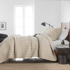 Beige Quilt King Size Bedding Sets With Pillow Shams, Lightweight Soft Bedspread Coverlet, Quilted Blanket Thin Comforter Bed Co