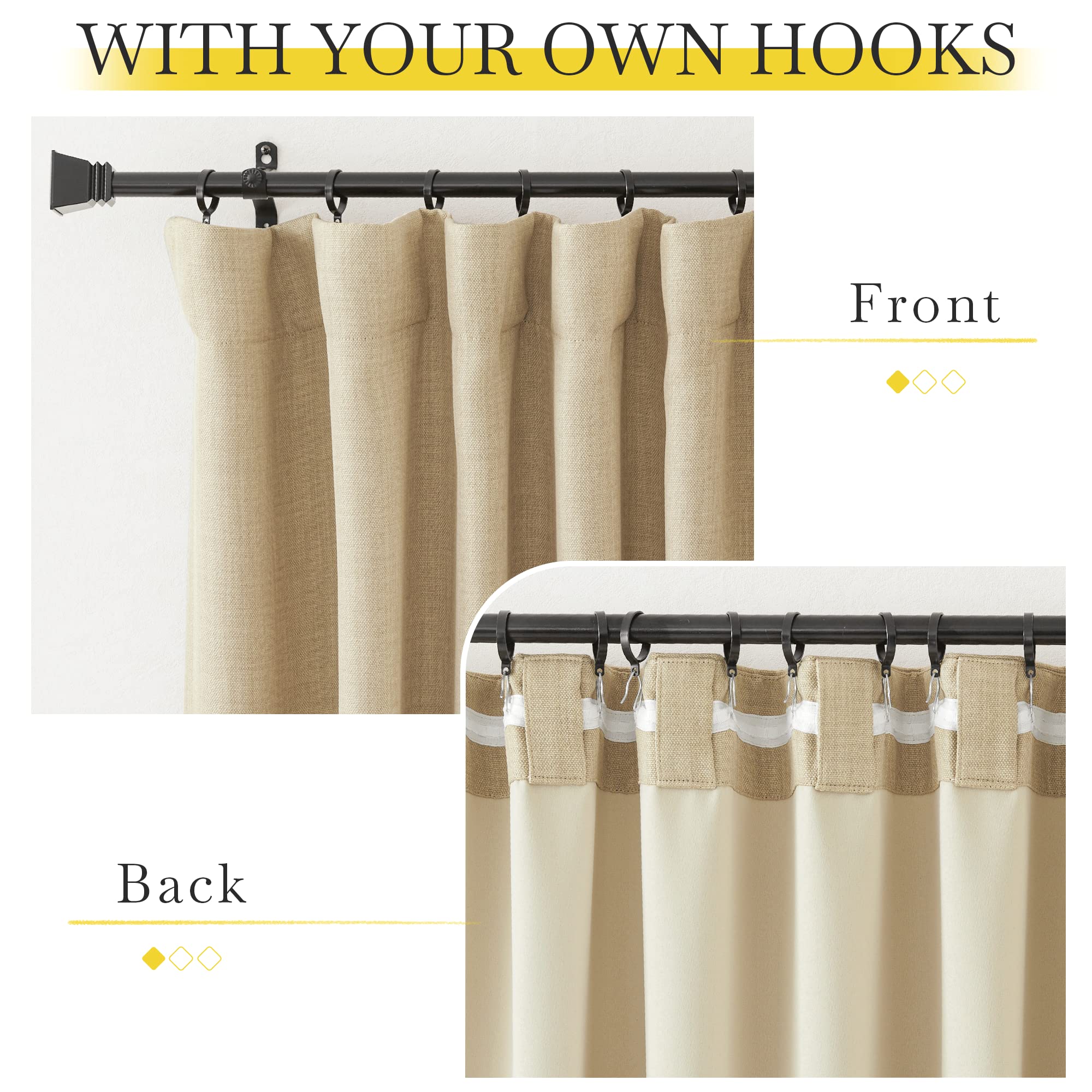 Nicetown Room Darkening Linen Curtains & Drapes, Pinch Pleated Faux Linen Blend Cold/Sun Blocking Curtains Thick Window Dressing
