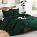 Andency Dark Emerald Green Twin Size Comforter Set, 2 Pieces Boho Solid Bedding Comforters & Sets, Soft Lightweight Fluffy All S