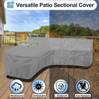 Outdoorlines Waterproof Outdoor Patio Sectional Cover - Uv Resistant & Windproof V-Shaped Patio Furniture Covers For Deck, Lawn And Backyard, 420D Heavy Duty Couch Cover 89' L (On Each Side) Gray