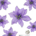 12Pcs 5 Inch Glitter Artificial Poinsettia Flowers with Ties for Wedding Christmas Festival Holiday Decor Xmas Wreath Garland Or