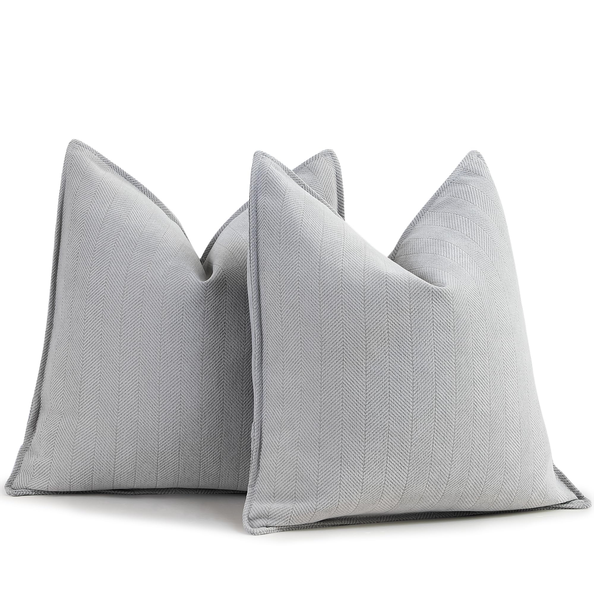 Zwjd Light Gray Pillow Covers 18X18 Set Of 2 Chenille Pillow Covers With Elegant Design Soft And Luxurious Decorative Throw Pill