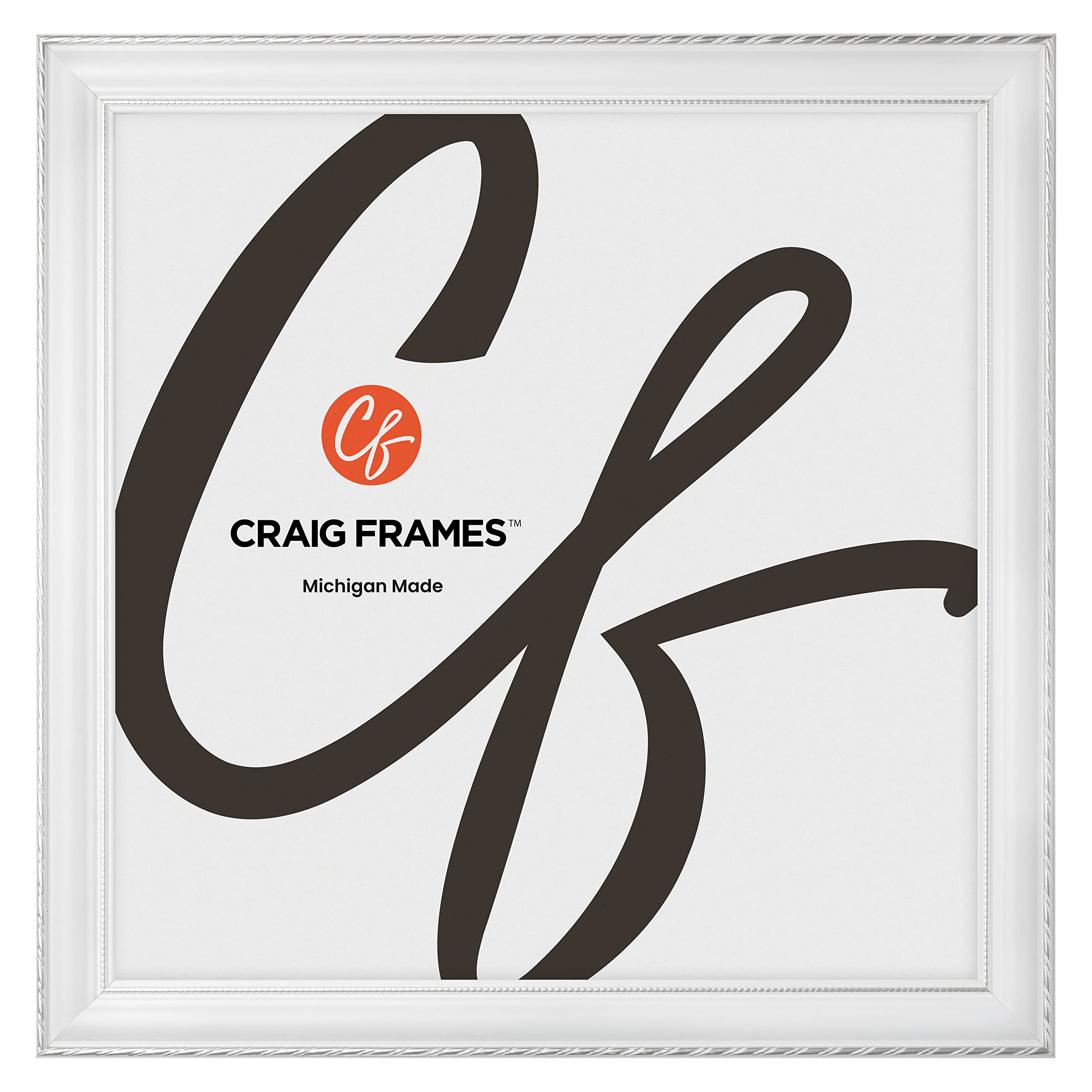Craig Frames Victoria, 22x22 Picture Frame, Ornate White and Silver