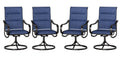 Phi Villa Patio Swivel Dining Chairs Set Of 4, All Weather Outdoor Chair With Padded Textilene & Black Metal Frame For Outdoor Lawn Garden Poolside (Blue)