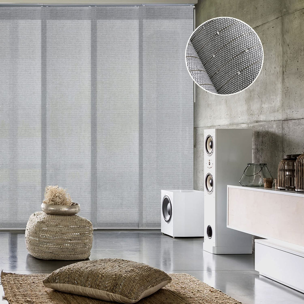 GoDear Design Adjustable Vertical Blinds for Sliding Doors, Extendable Track from 45.8'' to 86'' W, Trimmable Panel Curtains Up 