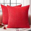 Softalker Christmas Pillow Covers 18X18 Set Of 2, Super Soft Boho Striped Corduroy Pillow Cover, Xmas Decorative Throw Pillows F