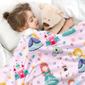 Wajade Kids Pink Princess Blanket For Girls Soft Fleece Kids Blanket For Couch Sofa Bedroom Princess Fairy Tales Castle Throw Bl