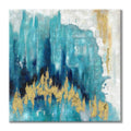 UTOP-art Abstract Picture Artwork Blue Painting: Hand Painted Gold Foils Wall Art on Canvas for Living Room (24 x 24 x 1 Pan