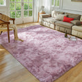 Softlife Area Rug for Bedroom, 4x6 Feet Plush Fluffy Rug for Living Room, Tie-Dyed Pink Purple Shag Rug for Aesthetic Christmas 