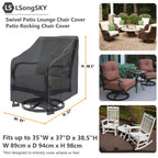 Lsongsky Outdoor Swivel Lounge Chair Cover 2 Pack,35 W X 37 D X 38.5 H Inches,100% Waterproof Heavy Duty Outdoor Chair Covers,Patio Furniture Cover For Swivel Patio Lounge Chair,Black