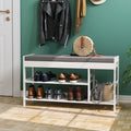 HIFIT Bamboo Shoe Bench Rack with Storage, Entryway Storage Bench with Padded Seat, Shoe Oiganizer Shelf for Entryway Mudroom Ba