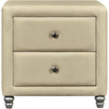 Upholstered 2 Drawer Nightstand, Beige/ Beige