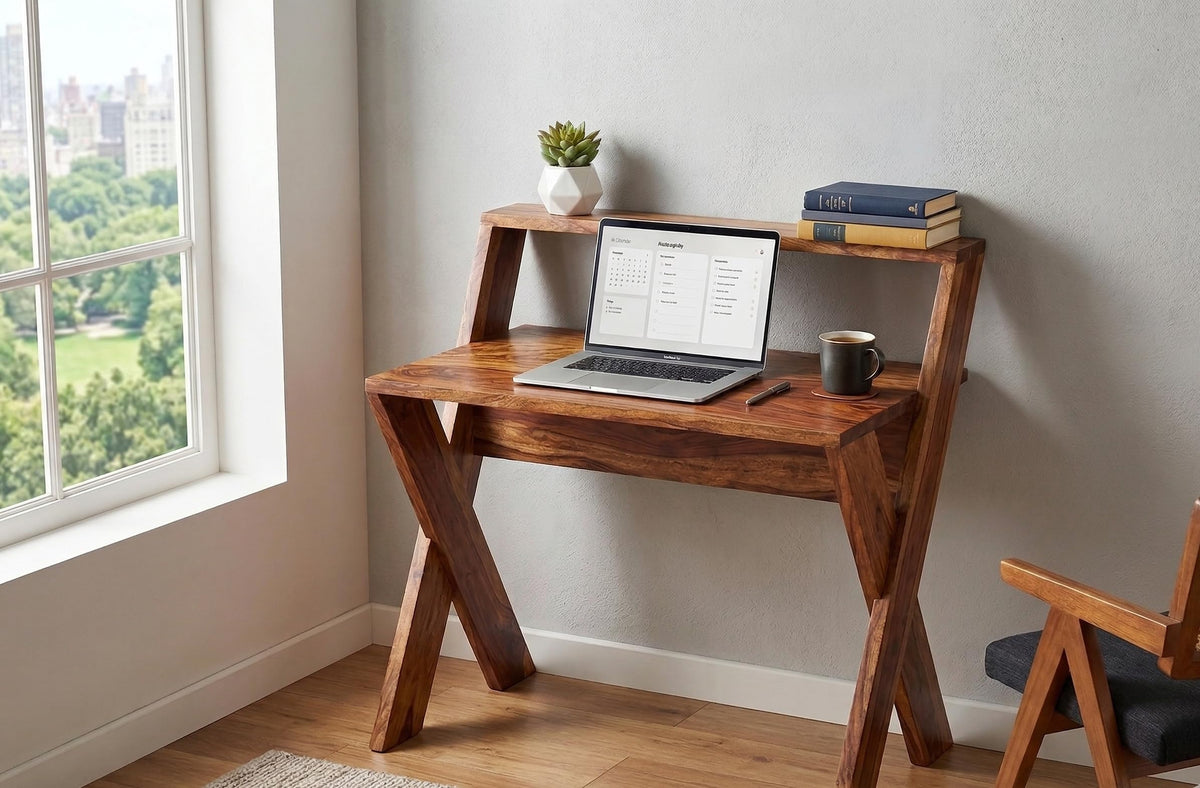 Surya Crafts Solid Sheesham Wooden Study Table Foldable For Students | Laptop Computer & Writing Desk | Multipurpose Study Desk
